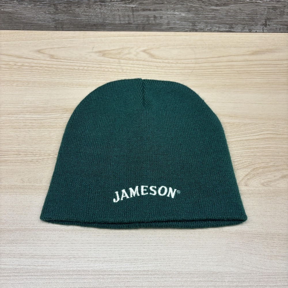 Jameson Hat Beanie Knit Green‎ Embroidered Logo Mens One Size Acrylic Cuffless